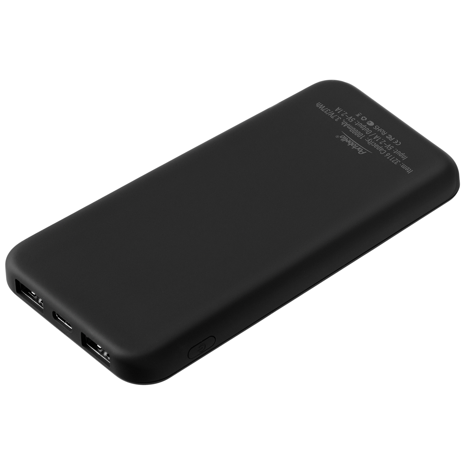 Внешний аккумулятор с подсветкой Люче (Luce) 10000 mAh, черный