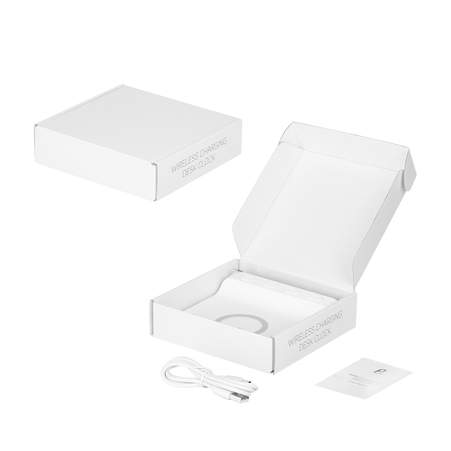 Зарядная станция с часами 15W Ригель (Rigel), белая