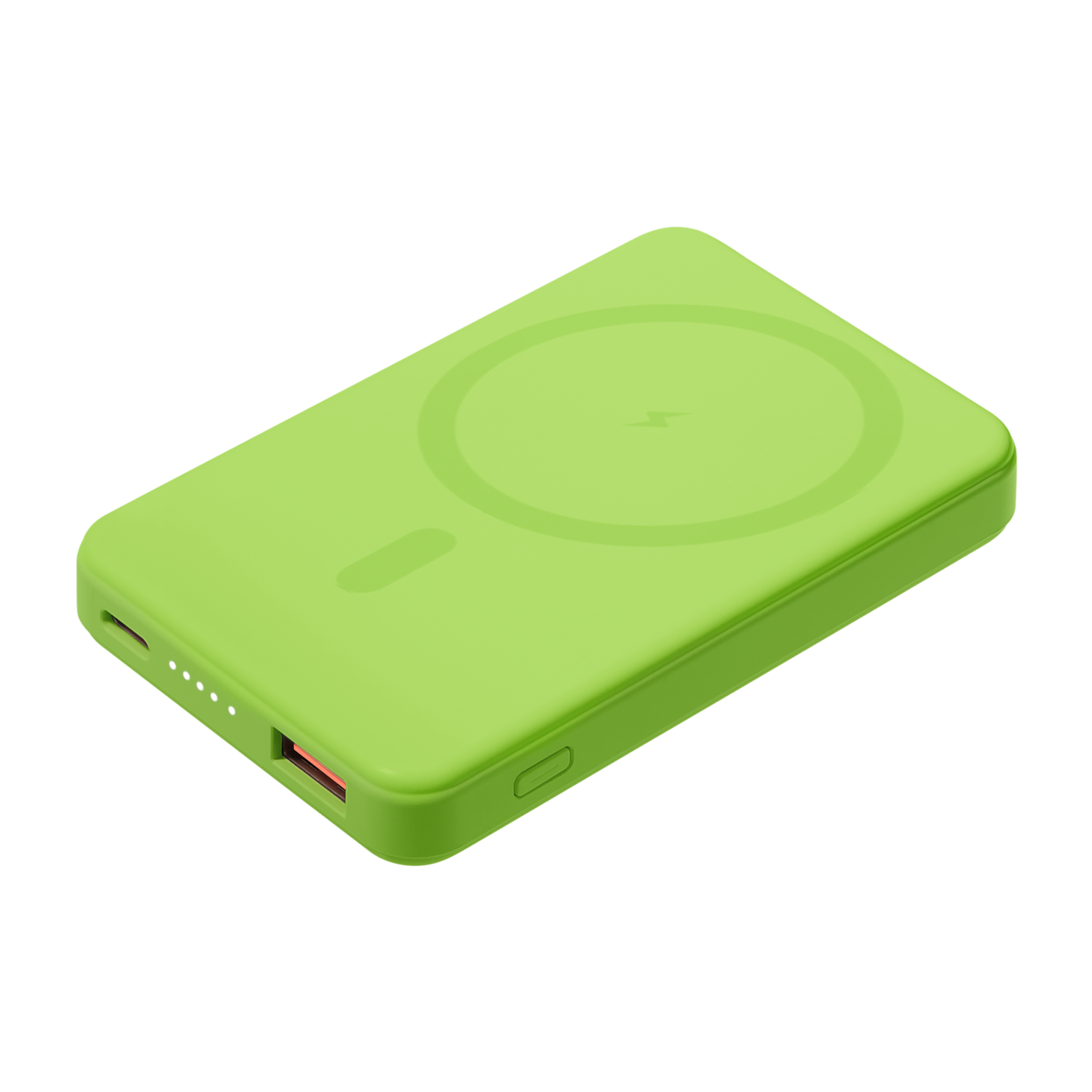 Внешний аккумулятор Ларго PD (Largo PD) 5000mAh с функцией беспроводной зарядки 15W, салатовый