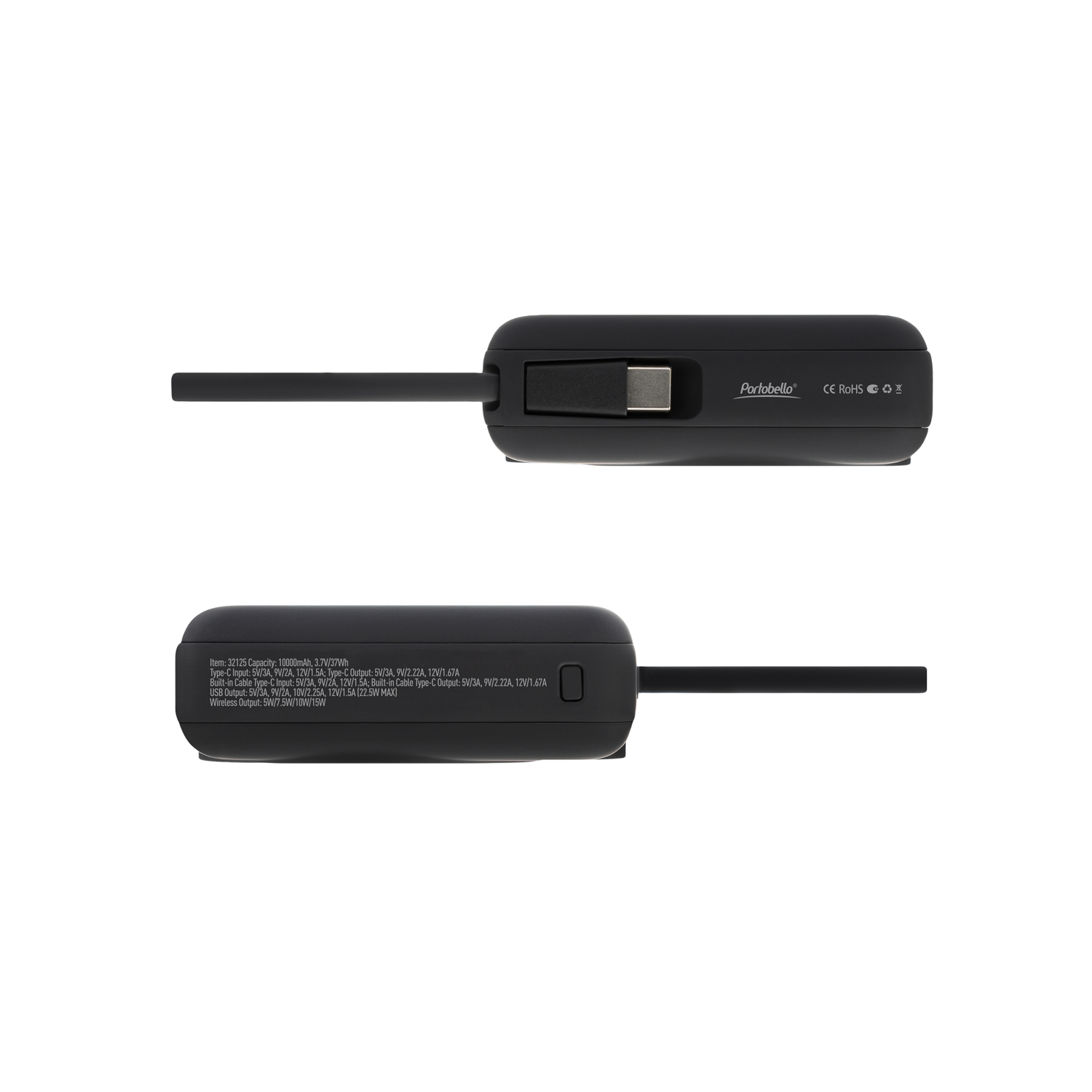 Внешний аккумулятор с подсветкой Риттер PD (Ritter PD) 10000mAh с функцией беспроводной зарядки 15W, черный