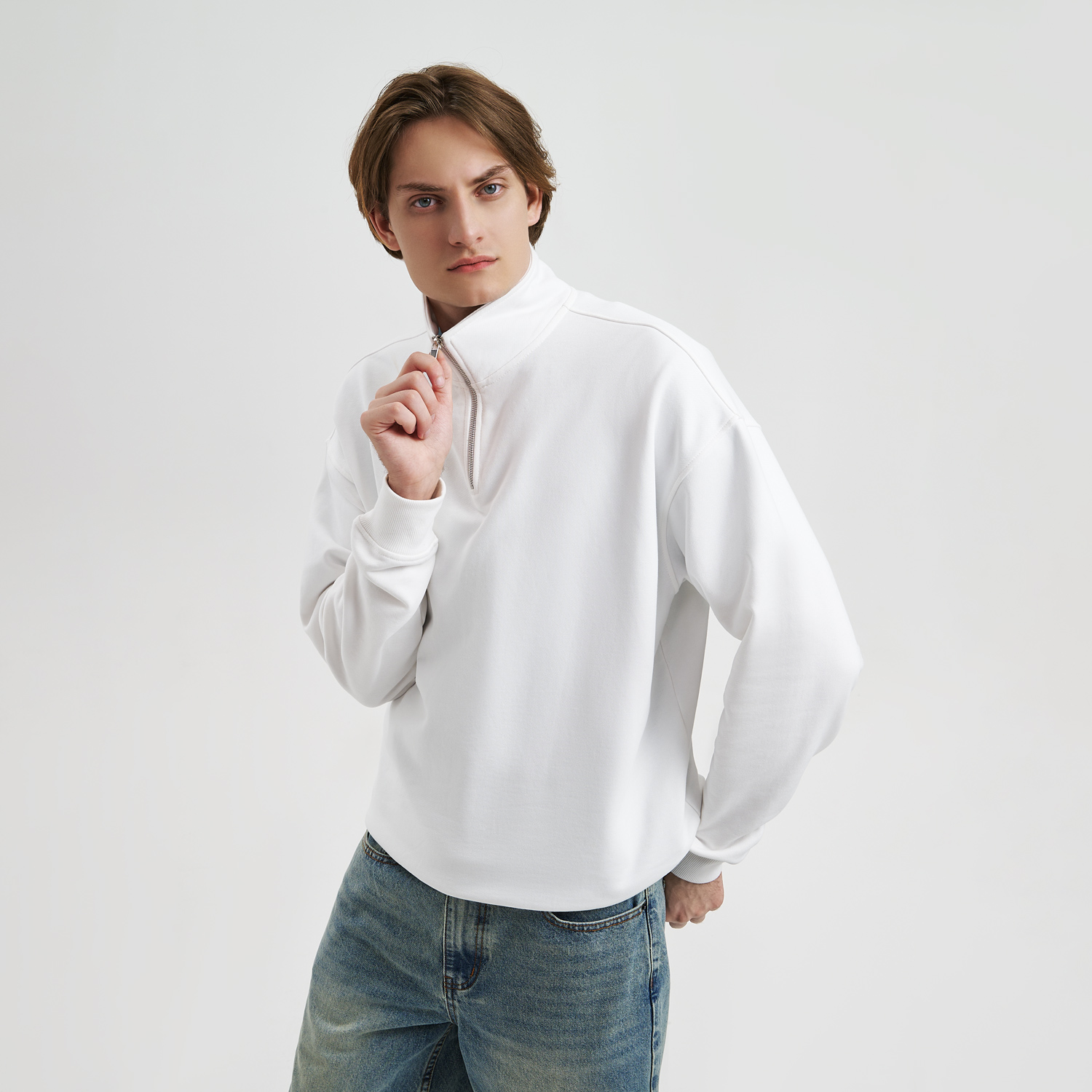 Толстовка на молнии унисекс Флоу (Flow), белая, размер XL/2XL
