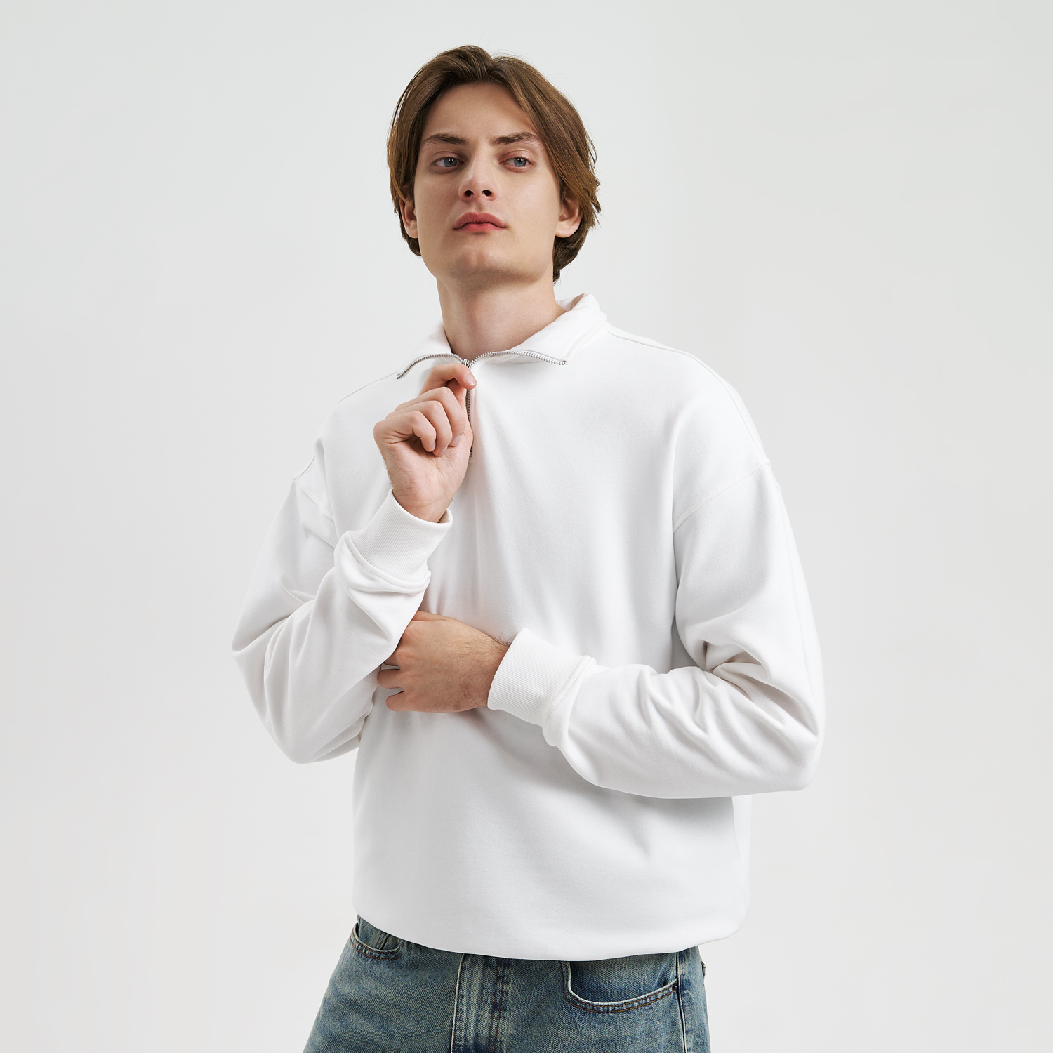 Толстовка на молнии унисекс Флоу (Flow), белая, размер XL/2XL