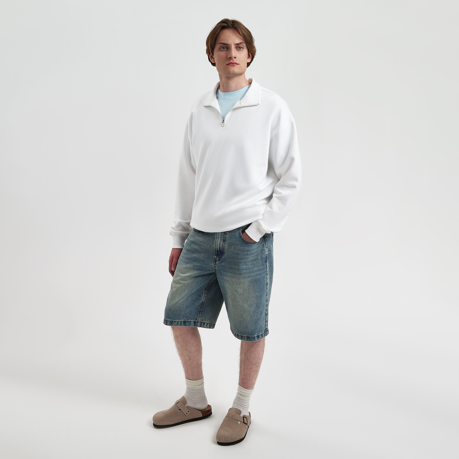 Толстовка на молнии унисекс Флоу (Flow), белая, размер 3XL/4XL