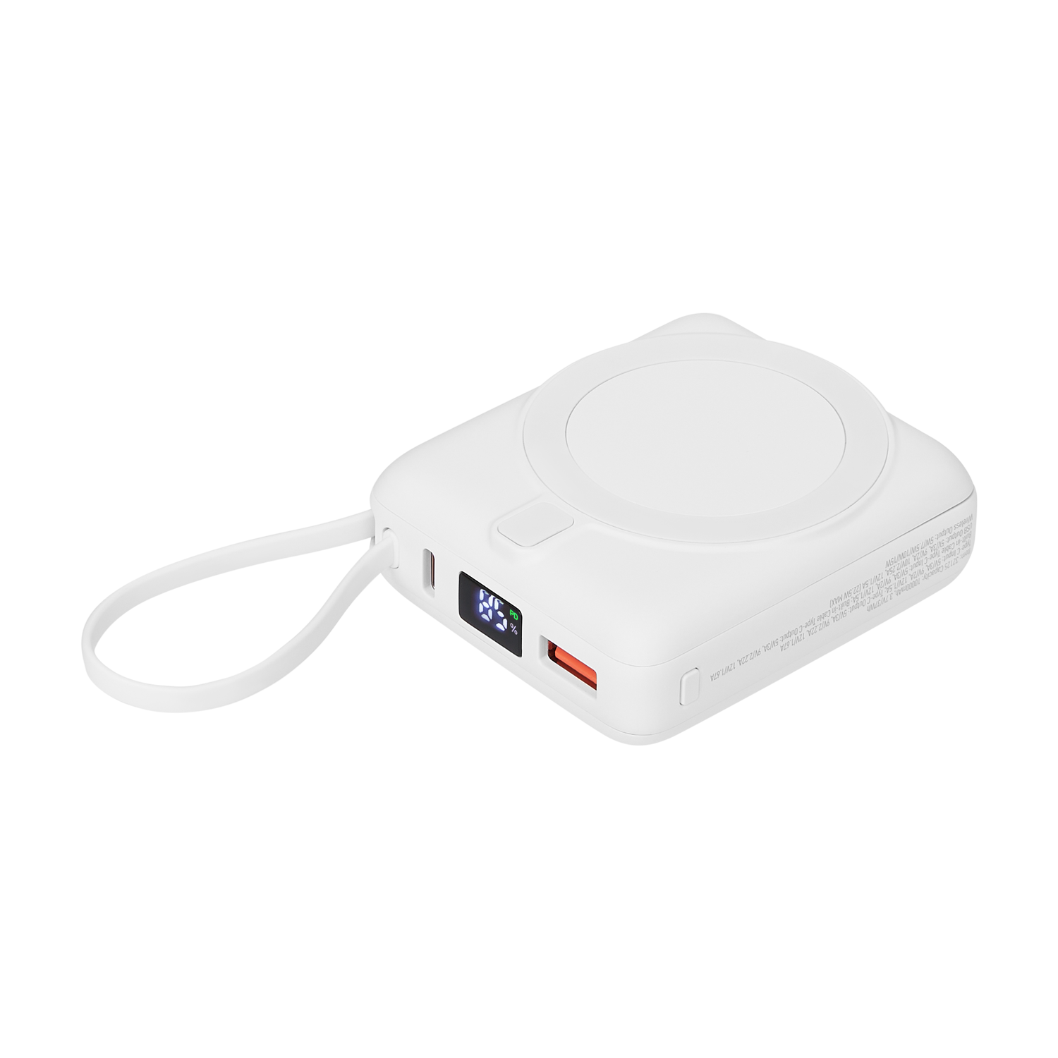 Внешний аккумулятор с подсветкой Риттер PD (Ritter PD) 10000mAh с функцией беспроводной зарядки 15W, белый