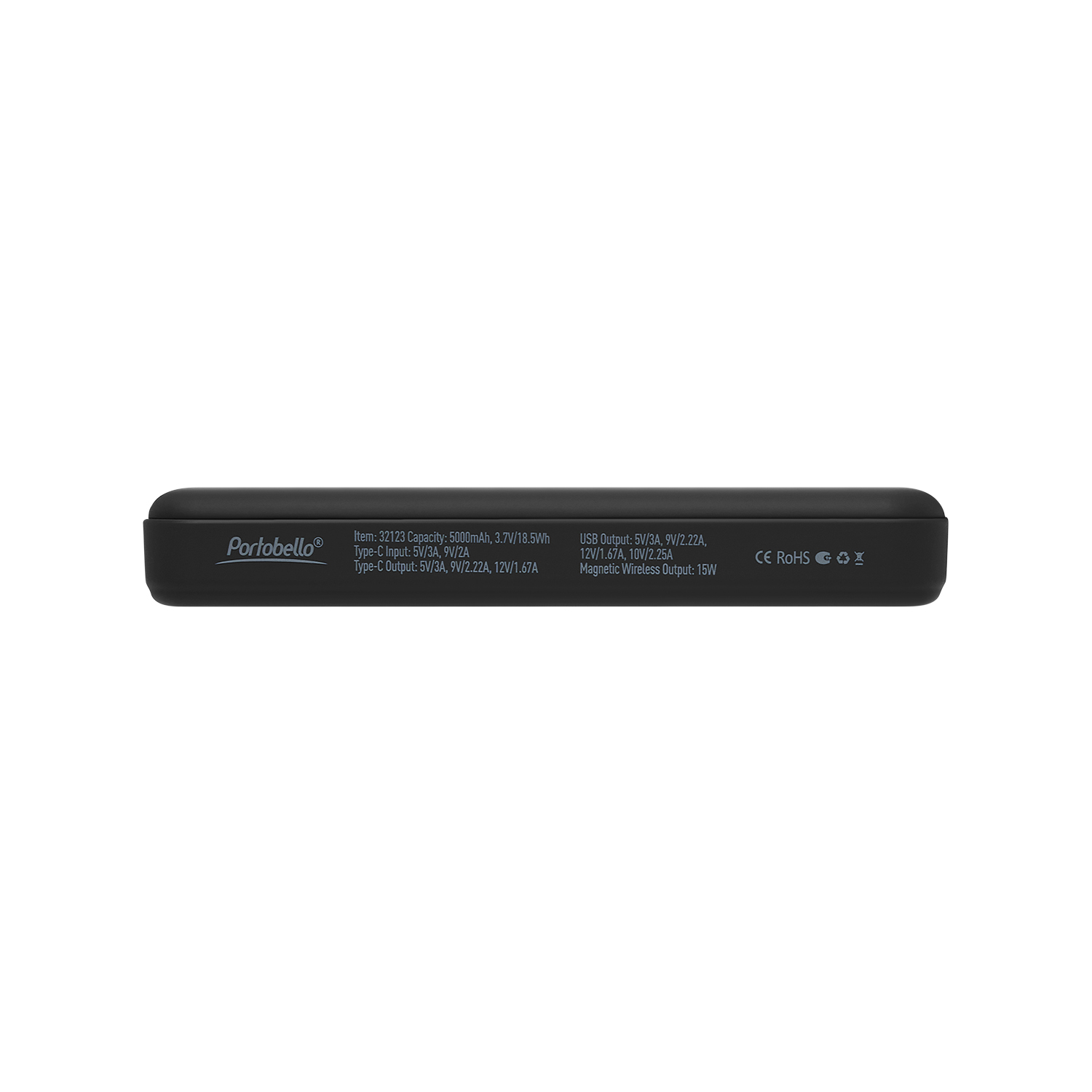 Внешний аккумулятор Ларго PD (Largo PD) 5000mAh с функцией беспроводной зарядки 15W, черный