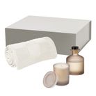 Подарочный набор Мизу (Mizu), Селла (Cella), бежевый (свеча, диффузор, плед)