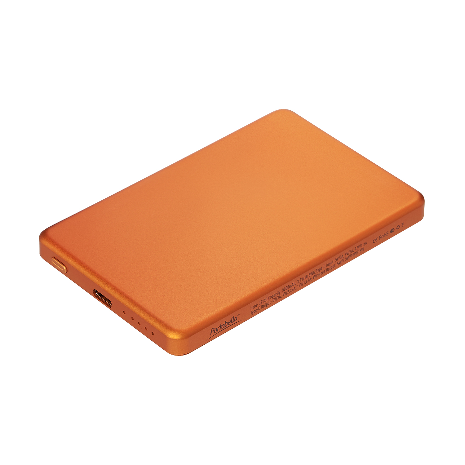 Внешний аккумулятор Атлантис (Atlantis) PD 5000mAh с функцией беспроводной зарядки 15W, оранжевый