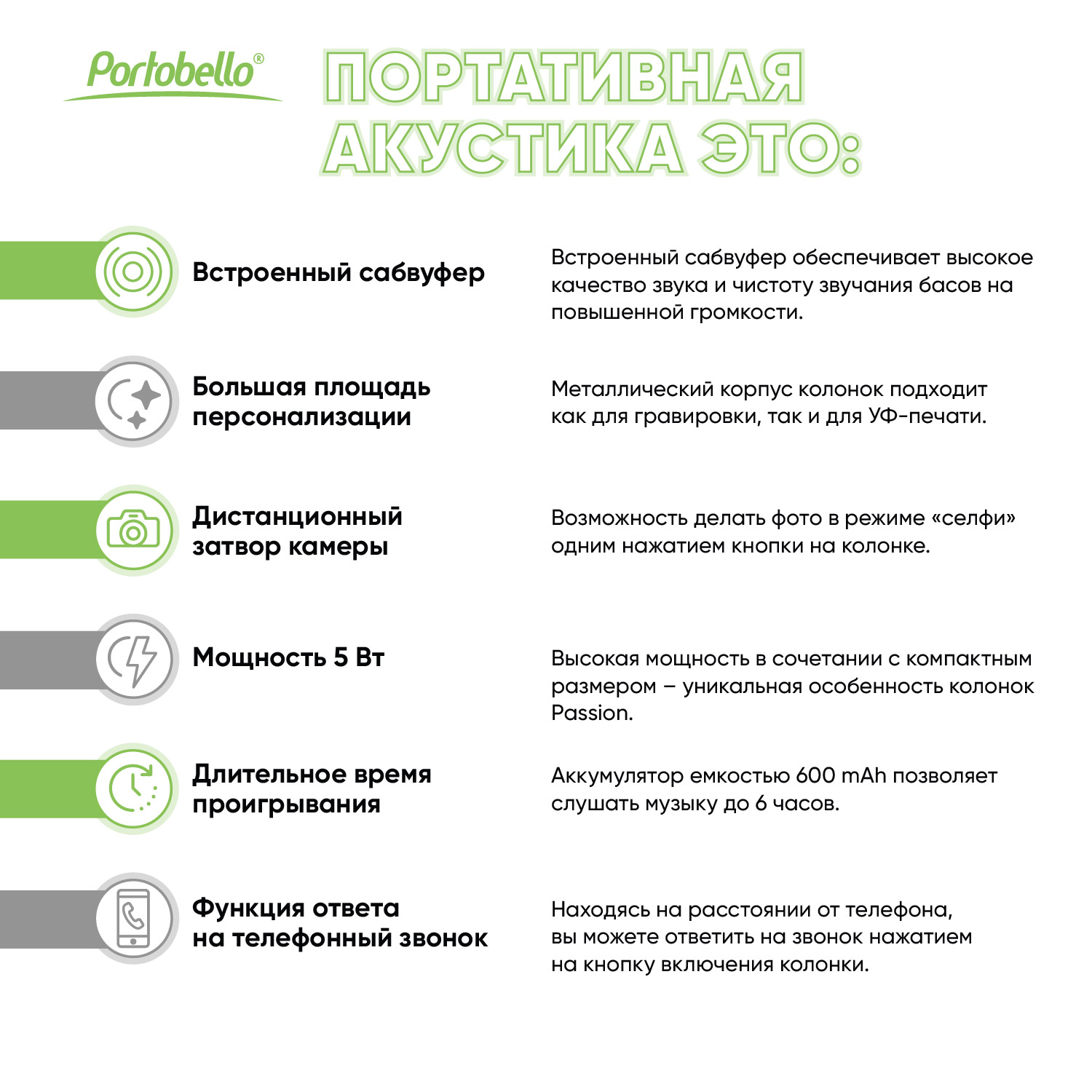 Беспроводная колонка Пэшн (Passion) 80dB 600 mAh (Bluetooth 5.4), серебряная