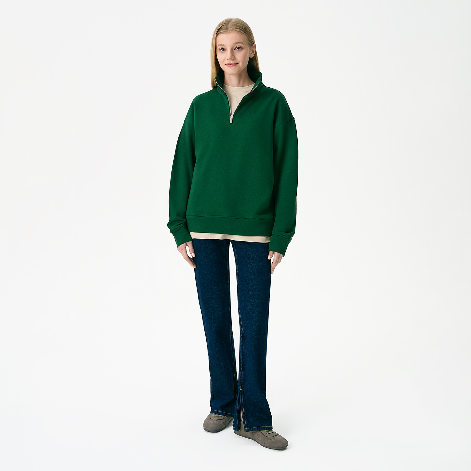 Толстовка на молнии унисекс Флоу (Flow), зеленая, размер 3XL/4XL
