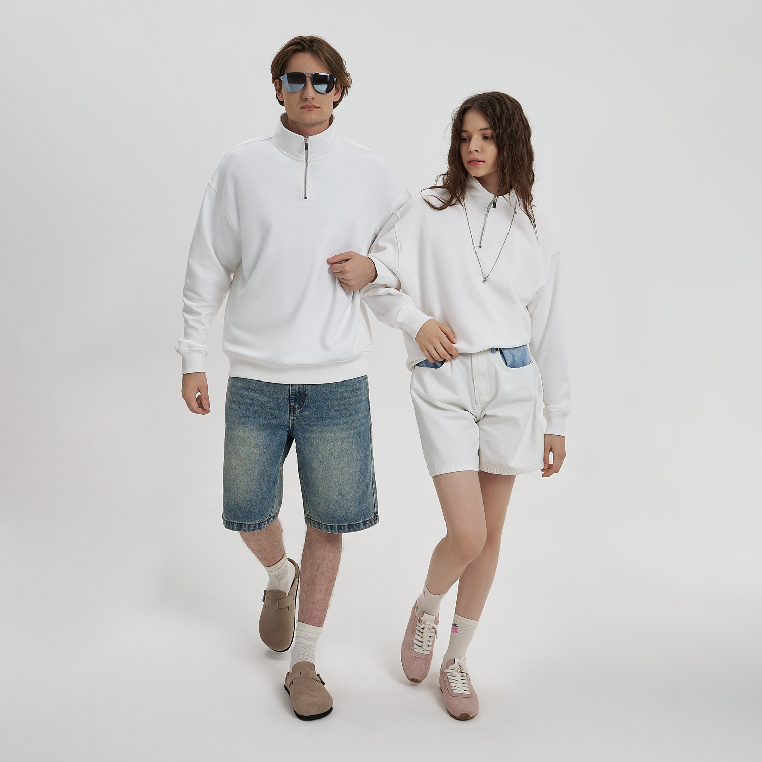 Толстовка на молнии унисекс Флоу (Flow), белая, размер 5XL/6XL