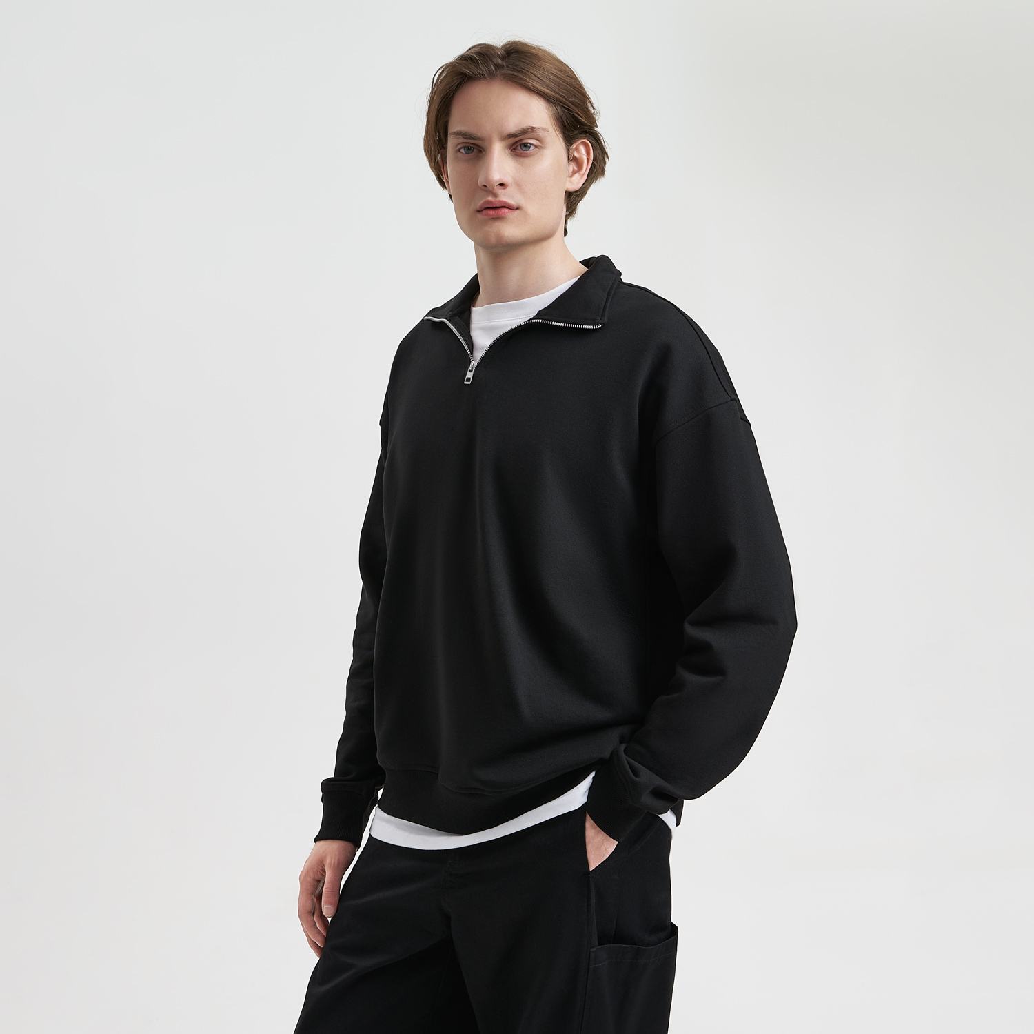 Толстовка на молнии унисекс Флоу (Flow), черная, размер 5XL/6XL
