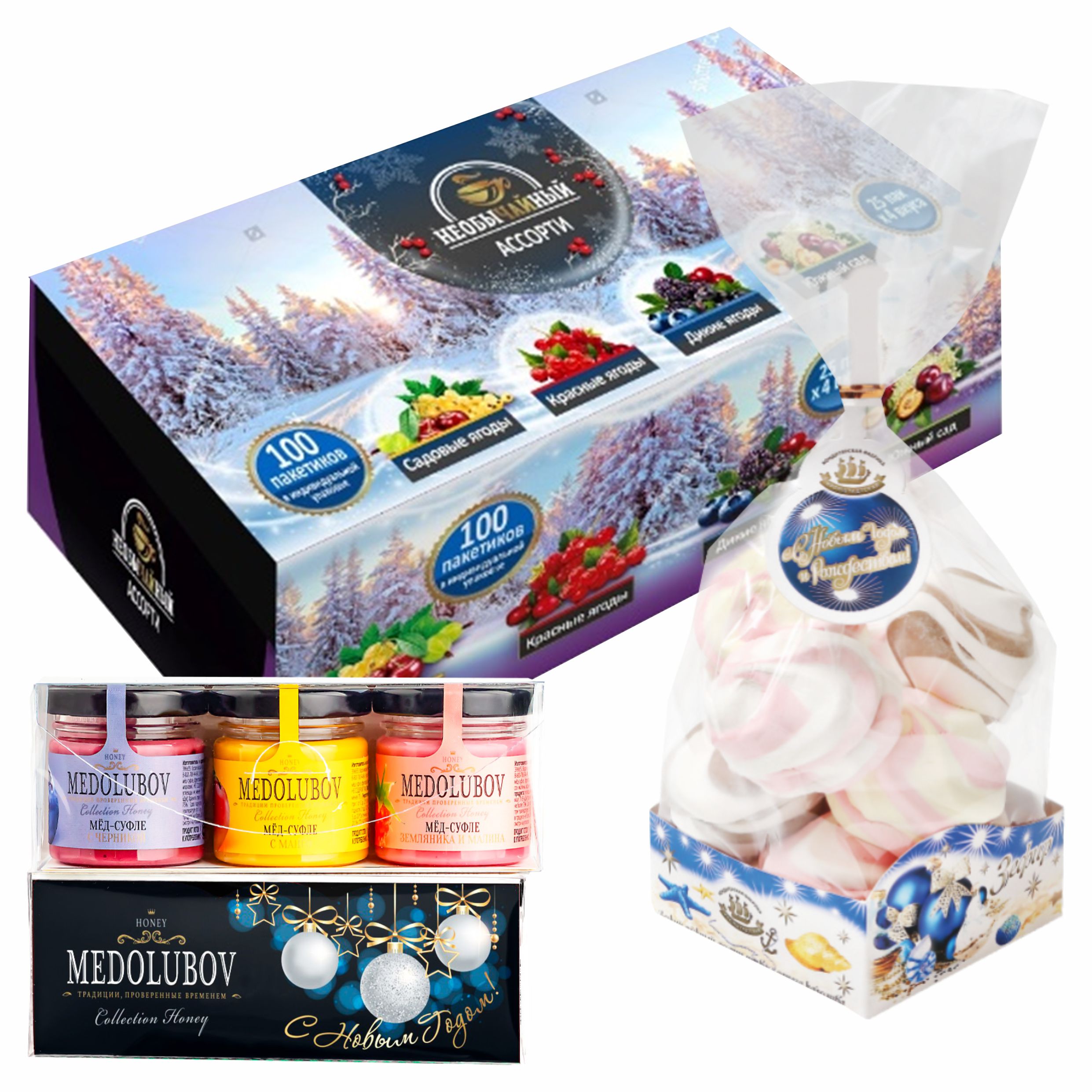 Наборы шоколадных конфет и чая